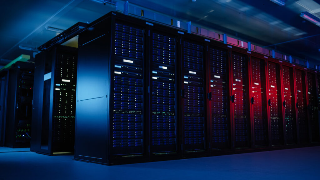 Modern data center server racks